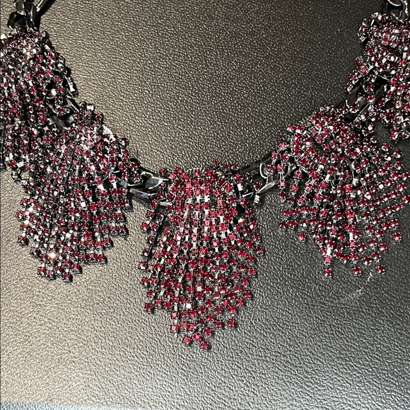 INC International Concepts Jewelry - 1477 INC International Concepts Red and Silver Cluster Fringe Necklace